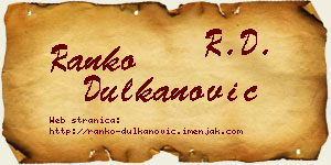 Ranko Dulkanović vizit kartica